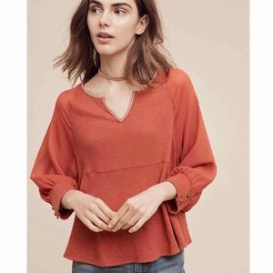 Anthropologie Orange Blouse